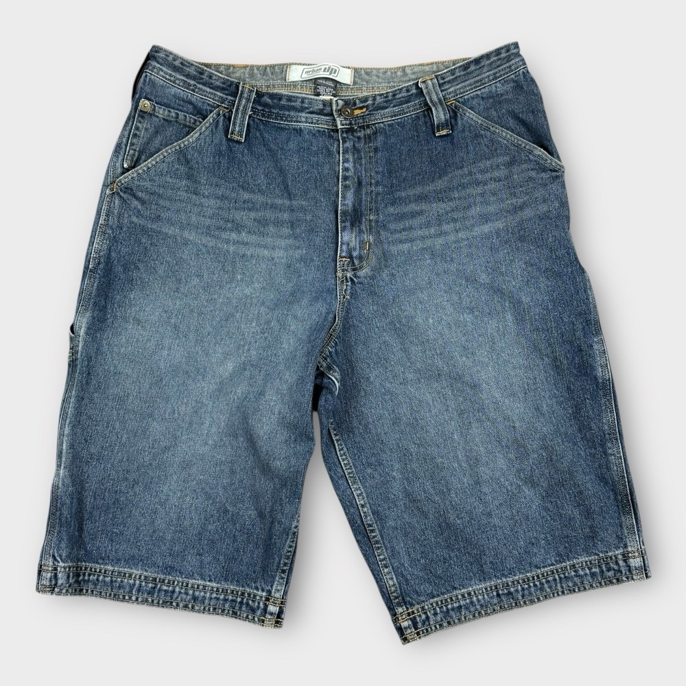Urban Up Pipeline Men Carpenter Denim Shorts Jorts Blue Size 36 Relaxed Workwear